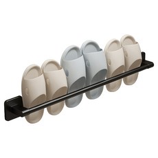 生活的配件無打孔黏貼式拖鞋架 70cm 3人用, 1個, 黑色