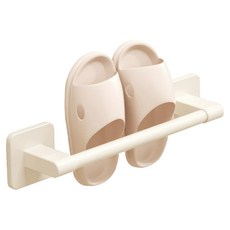 免打孔黏貼式拖鞋架 30cm 1人用, 1個, 乳白色