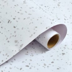 KOTI 日安生活 仿真大理石紋防水防油自黏壁紙 水磨石白, 1捲