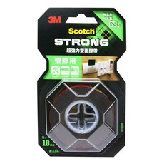 3M Scotch 超強力雙面膠帶 塑膠用 V1802N 18mm x 1.5m, 紅色, 1捲