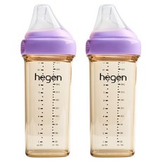 헤겐 애착 PPSU 유꼭지 젖병 트윈팩, 퍼플, 330ml, 2개