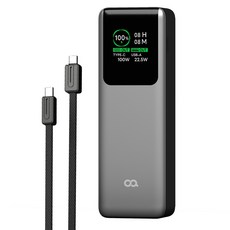 오아 퀵차지탱크 PD 대용량 100W 고속충전 보조배터리 20000mAh, 블랙, OBAT-003BK