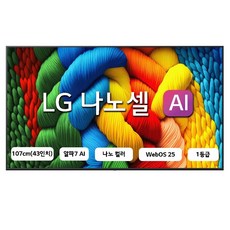 LG전자 4K UHD LED 나노셀 AI TV, 107cm(43인치), 43NANO80ANA, 벽걸이형, 방문설치