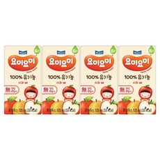 요미요미 100% 유기농 주스 사과 배, 125ml, 4개