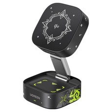 유그린 원신 콜라보 맥플로우 Qi2 2in1 마그네틱 무선 충전기 25W 아이폰 맥세이프 15W 에어팟 5W 지원, 혼합색상, 1개