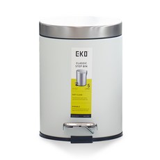 EKO 베이직 무소음 페달 휴지통 5L EK9624, 화이트, 1개