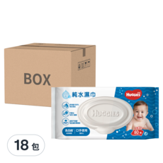HUGGIES 好奇 純水嬰兒濕巾 加厚型, 80張, 18包