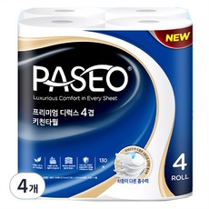 파세오 프리미엄 디럭스 4겹 천연펄프 키친타올, 130매, 16개