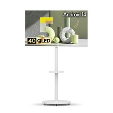 더함 FHD QLED 화이트에디션 돌비 AI 구글 5.0 IPS패널 스마트 TV + 삼탠바이미 이동식 티비스탠드 라이트 세트, 102cm(40인치), NA401QLED, 스탠드형, 고객직접설치