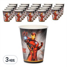 마블 어벤져스 아이언맨 오리지널 종이 파티컵 290ml, 3세트
