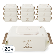 Bebeen 프리미엄 골드 아기물티슈 캡형, 75g, 70개입, 20개 75g, 70매입, 20개