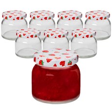 경성리빙테크 경성 원형 유리병 딸기, 160ml, 8개