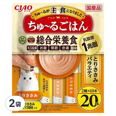 INABA CIAO 啾嚕 肉泥 1兆乳酸菌 綜合營養食多功能配方 2種x10本入, SC-473 雞肉/雞肉 + 干貝, 280g, 2袋