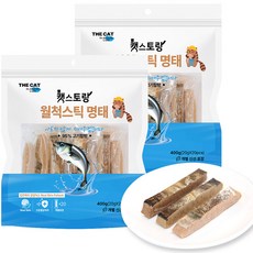 더캣 고양이용 캣스토랑 월척스틱 생선 간식 400g, 명태맛, 2개