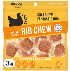 더독 강아지 갈비껌 간식 립츄, 치킨, 250g, 3개