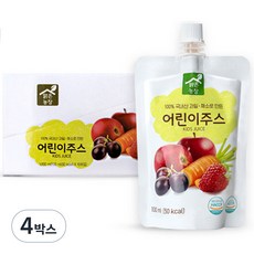 맑은농장 어린이주스 100ml, 사과 + 딸기 + 당근 + 포도 혼합맛, 4개, 1000ml