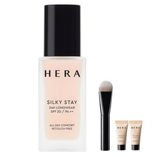 헤라 실키 스테이 24H 롱웨어 파운데이션 30g + 브러쉬 + 미니 파운데이션 5g 2p 세트, 13N1 포슬린, 1세트