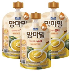 맘마밀 안심 이유식 퓨레 6개월부터, 바나나와 단호박, 100g, 3개 바나나와 단호박, 3개