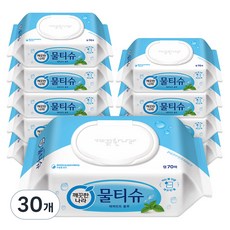 깨끗한나라 페퍼민트 블루 물티슈 캡형, 70개입, 30개