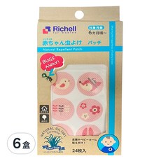 Richell 利其爾 防蚊貼片 花間鹿款, 柔軟透氣 封口設計 24片入, 花間鹿 粉, 6盒