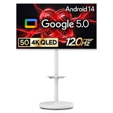 더함 CHIQ 4K UHD QLED DLG 120Hz 돌비 AI 스마트 구글5.0 TV + 이동식 스탠드 세트, 127cm(50인치), UA501QLED(TV), MS64-241L-W(스탠드), 스탠드형, 고객직접설치