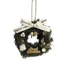 聖誕雪松吊掛迷你花圈，9公分米白, 9cm, 米白色, 1個