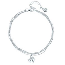 로이드 여성용 레이어드 하트 팜 실버 팔찌 LLWS21004S