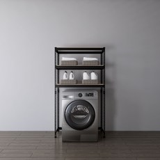 스피드랙 하단오픈형 세탁기 건조기 철제 선반, 블랙, 3.5단