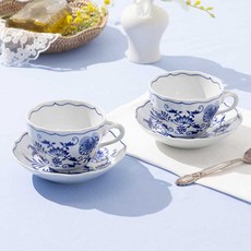 CESKY PORGELAN 咖啡杯 2入+ 咖啡碟 2入, 白色, 1組