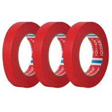 iQIHAN 칼라 마스킹 종이테이프 15mm x 15m, 레드, 3개