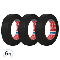 iQIHAN 칼라 마스킹 종이테이프 25mm x 15m, 블랙, 6개