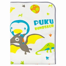 PUKU 藍色企鵝 恐龍主題攜帶型防濕墊, 可愛多用途, 舒爽透氣, 棉柔表面, TPU防水透氣, 台灣製造, 40 x 60cm, 恐龍, 1個