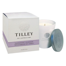 TILLEY 緹莉 8x8x10公分 微醺大豆香氛蠟燭，澳洲製造，燃燒長達45小時，舒緩身心, 塔斯馬尼亞薰衣草, 240g, 1罐