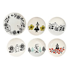 yamaka 山加商店 MOOMIN 陶瓷盤6件組, 日本原產 陶瓷材質 餐盤, 大盤直徑21 x 2.5cm + 小盤直徑14 x 2cm 5個, 270226, 1組
