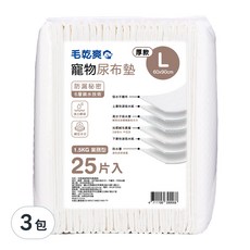 毛乾爽 寵物尿布墊 加厚型 L號 60x90cm, 6層鎖水技術, 25片入, 業務型, 60 x 90cm, 25片, 3包