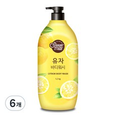 샤워메이트 내추럴 유자 바디워시 유자향, 1200g, 6개