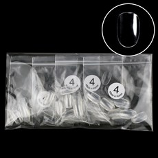 엘비아 숏오발 미니 네일팁 4호 50p x 4개, 클리어, 1팩