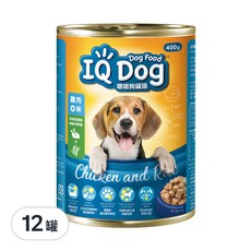 IQ Dog 聰明狗 狗罐頭, 雞肉 + 米口味, 400g, 12罐