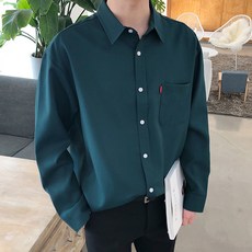머시따 남성용 구김방지 포켓 무지셔츠