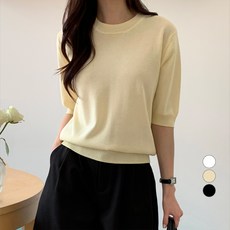 아피나르 라운드넥 반팔 데일리 니트