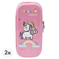 兒童鉛筆盒 B款 3D彩虹獨角獸 2個, 顏色隨機, 2組