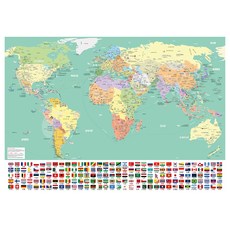 에이든여행지도 에이든 세계지도 민트 포스터, 1세트