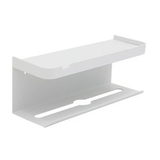 FAmILyLIFE 生活 航太鋁免打孔雙層衛生紙置物架 加長款 A-233-W 27.8 x 10 x 10.8cm 350g, 簡約白, 1個