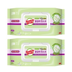 스카치브라이트 베이직 물걸레 청소포 더블액션 플러스 표준형 30매, 2개 2개