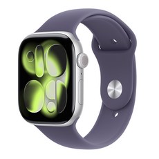 Apple 2025 애플워치 11, 실버, 46mm, GPS, 알루미늄,실버/퍼플 포그 스포츠 밴드, M/L