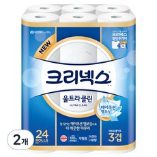 크리넥스 3겹 울트라클린 천연펄프 화장지 27m, 24개입, 2개