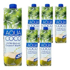 AQUA COCO 100%椰子水, 1L, 6瓶