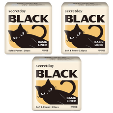 secretday Black護墊, 20片, 3包, 一般型(15cm)