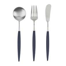 보겐 국산 몽블랑 에펠 샤틴 디저트 커트러리 세트, 블루, 라지티스푼1p + 샐러드포크1p + 버터나이프1p
