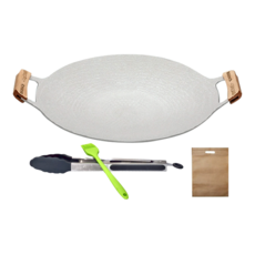 HONDONI 電磁爐適用新款韓式麥飯石烤盤，附BBQ全配Set，含防燙夾子+收納袋+燒烤小毛刷, 1組